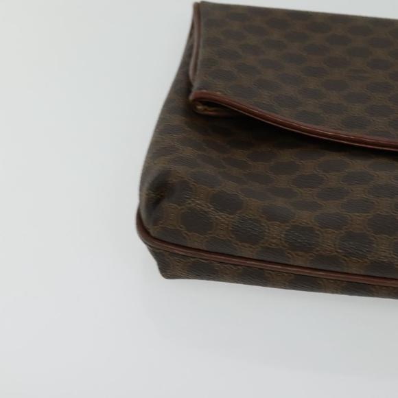 CELINE Macadam Canvas Clutch Bag PVC Leather Brown Gold Auth bs23653 - Picture 8 of 16